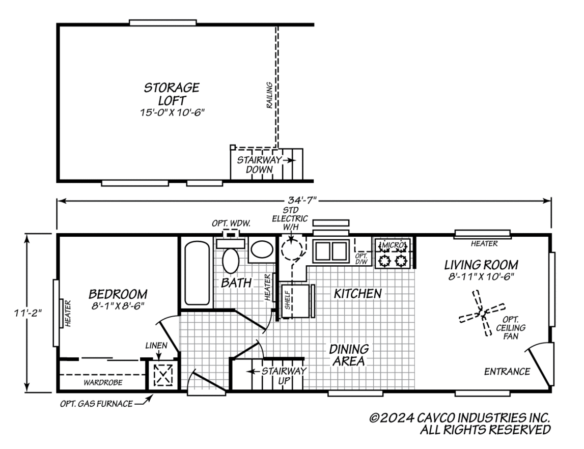 Floor plan for Lofted Fleetwood Park Model 12351L